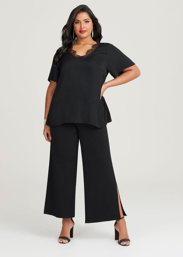 Shop Plus Size Luxe Lace Short Sleeve Top in Black | Taking Shape AU
