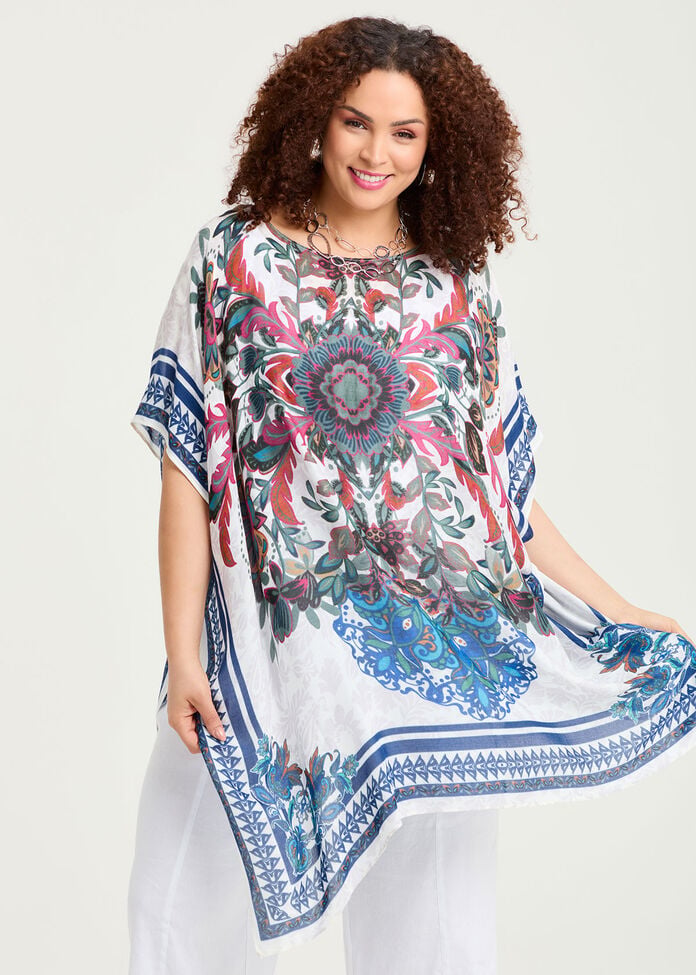 Paisley Design Poncho, , hi-res