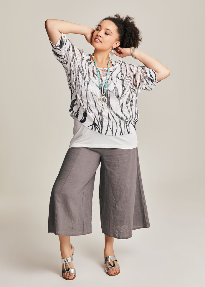Palazzo Linen Bamboo Crop Pant, , hi-res