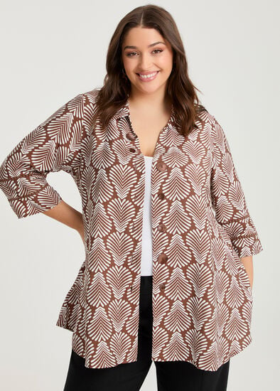 Plus Size Abstract Print Natural Shirt