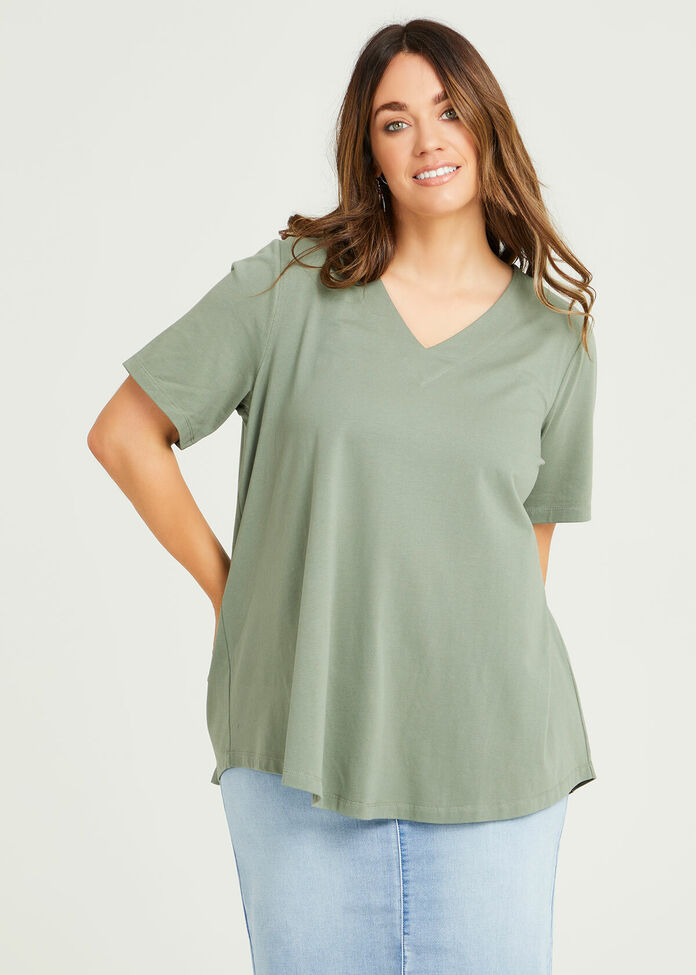 Organic V-neck Swing Basic Tee, , hi-res
