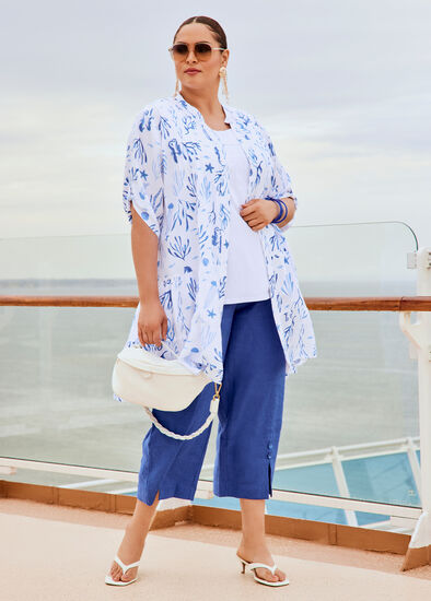 Plus Size Stretch Linen Ayanna Crop Pant