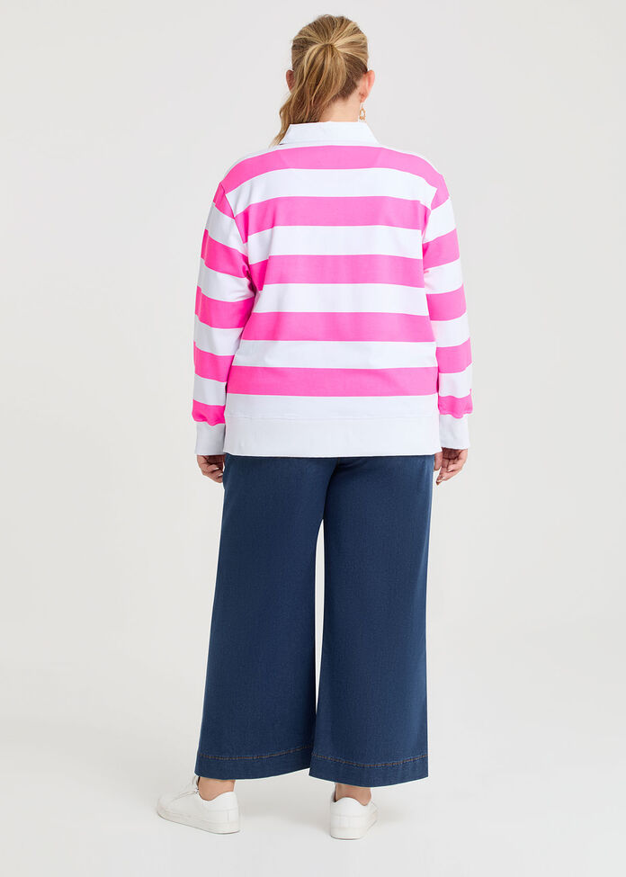 Cotton Polo Neck Sweatshirt, , hi-res
