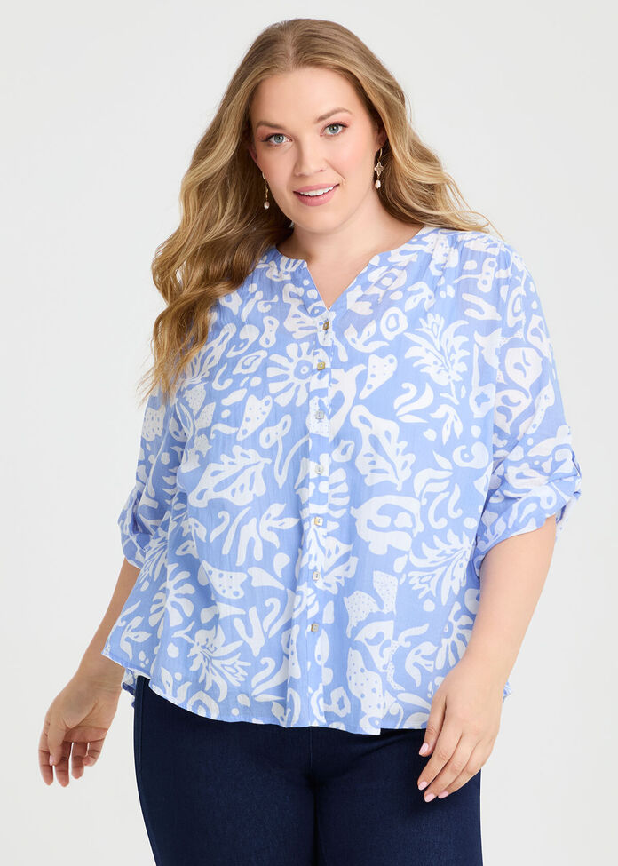 Cotton Batik Print Top, , hi-res