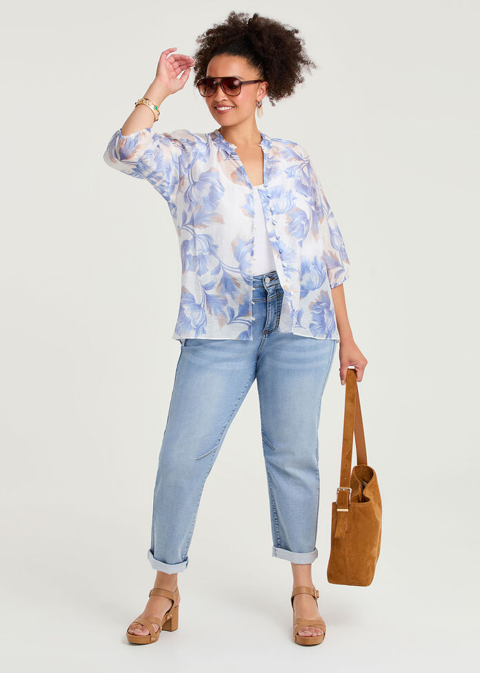 Lyocell Linen Blend Bloom Top, , hi-res
