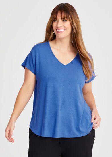 Plus Size Natural Everyday V-neck T-Shirt