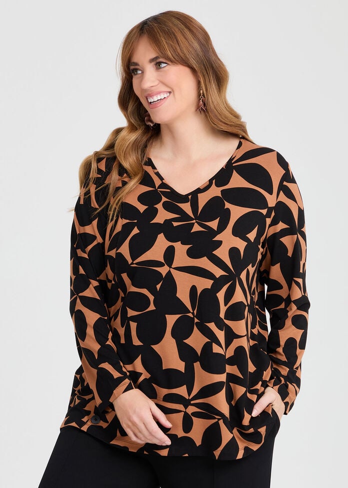 Natural Ade Abstract Floral Top, , hi-res