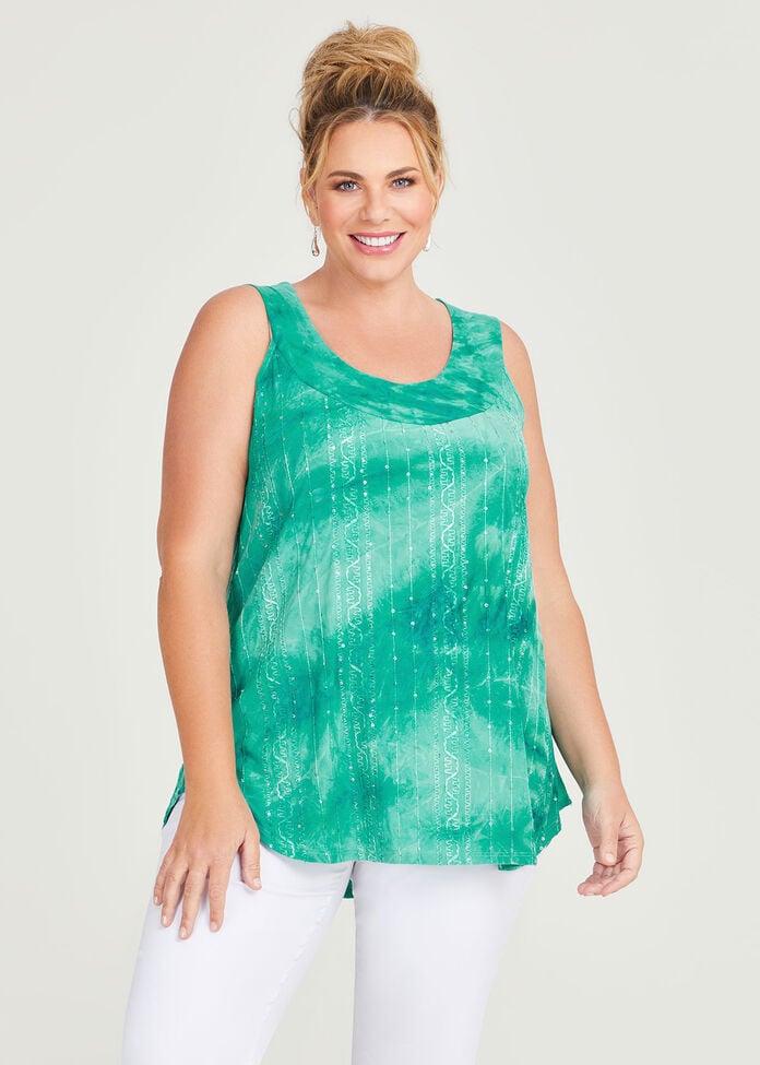 Shop Plus Size Sequin Tie Dye Tank in Green | Taking Shape AU
