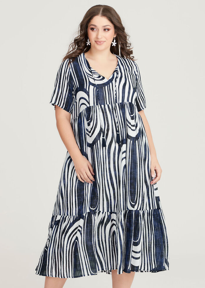 Shop Plus Size Natural Capri Breeze Lurex Dress in Multi | Taking Shape AU