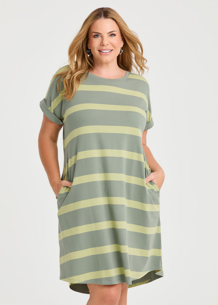 Cotton Stripe Dress, , hi-res