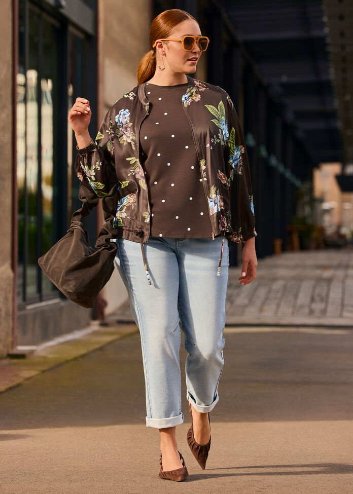 Cotton Spot Boat Neck Top, , hi-res