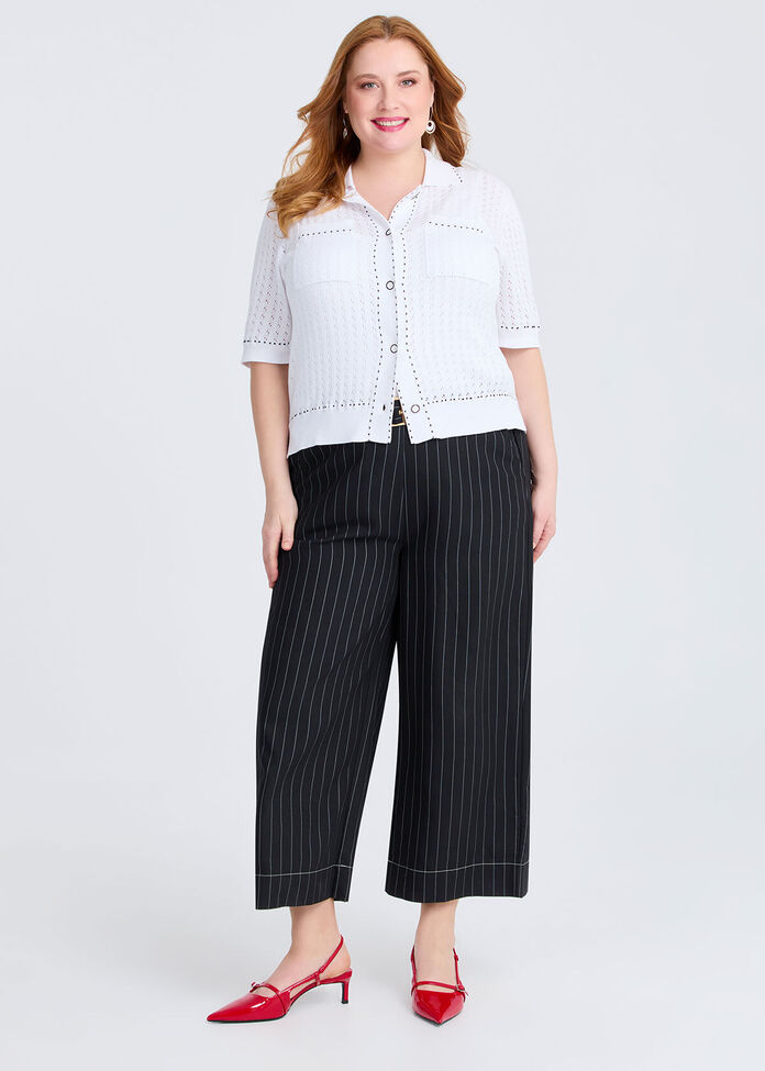 Pinstripe Wide Leg Culotte Pant, , hi-res