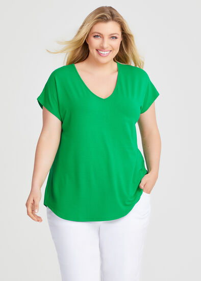 Plus Size Natural Everyday V-neck T-Shirt