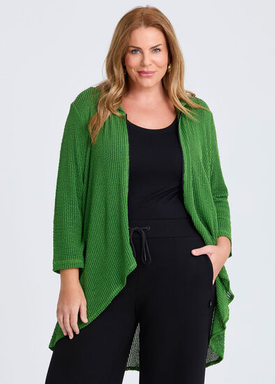 Plus Size Textured Moanna Zip Cardigan