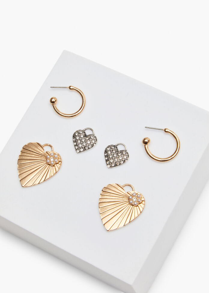 Heart Charm Play Earrings, , hi-res