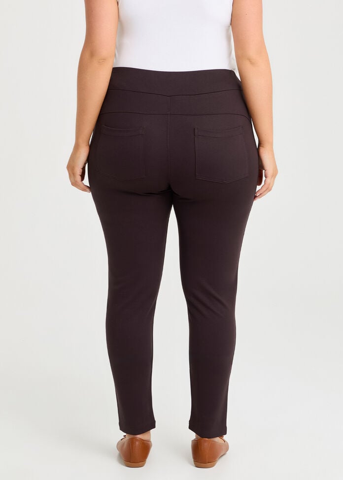 Petite Ponte Cleo Slim Leg Pant, CHOCOLATE PLUM, hi-res