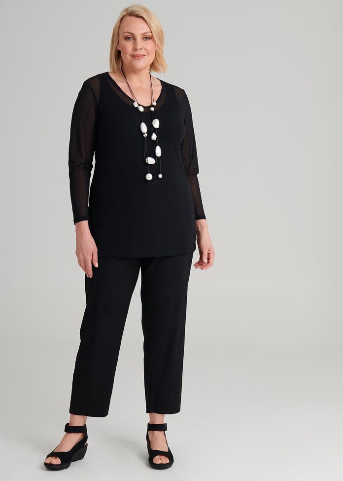 V-neck Mesh Top, , hi-res