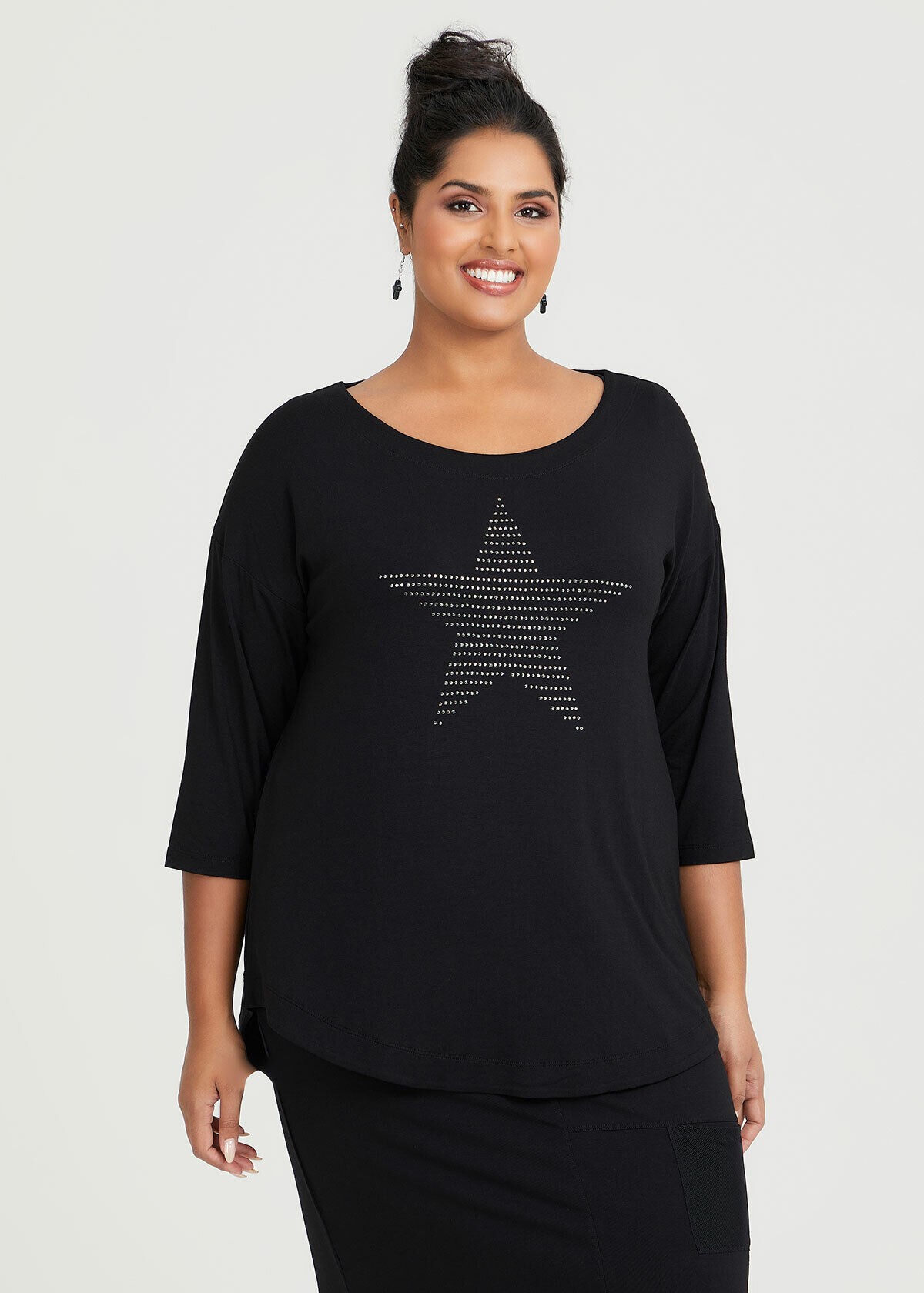 Shop Plus Size Natural Starlight Top, Black | Taking Shape AU