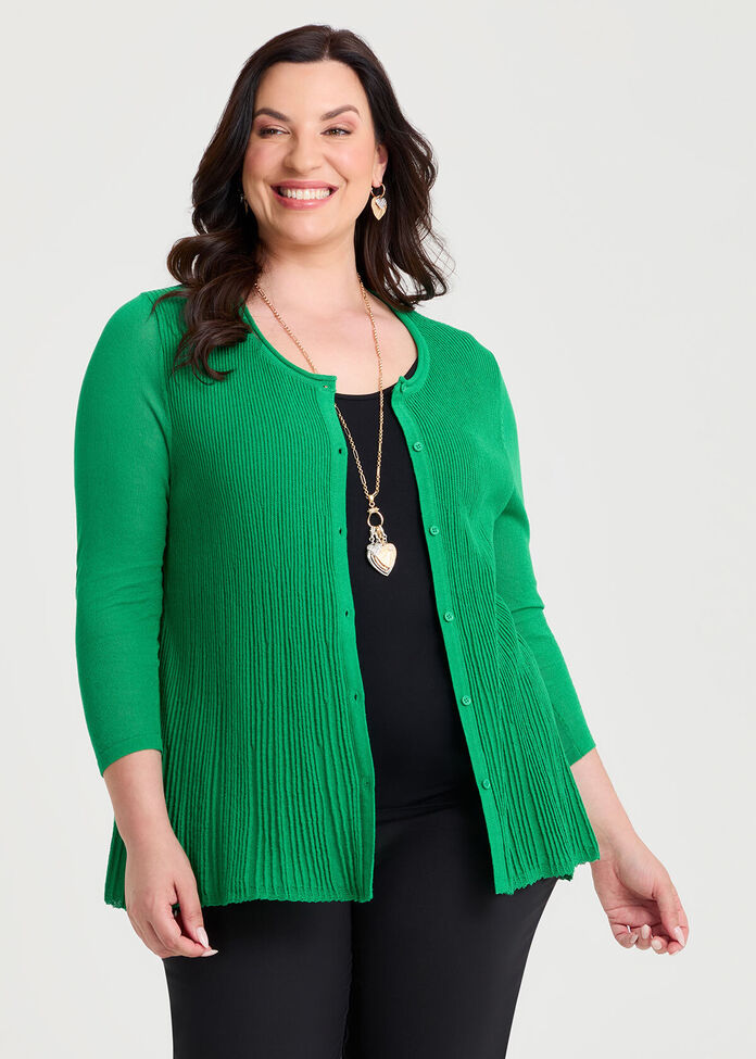 Plisse Knit Natural Cardigan, , hi-res