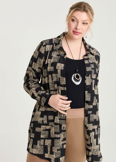 Plus Size Tetris Sunray Pleat Shirt