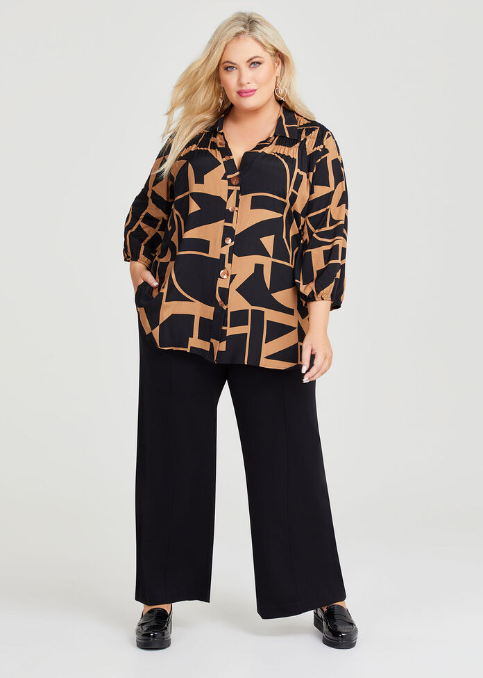 Shirring Detail Natural Shirt, , hi-res