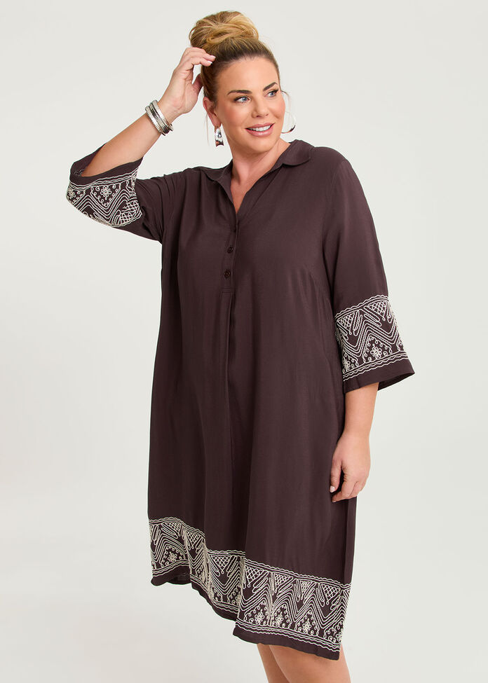 Embroidered Revival Natural Dress, , hi-res