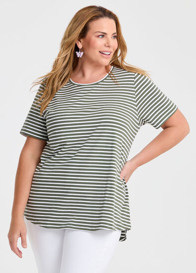 Plus Size Good Earth Australian Cotton Stripe T-shirt