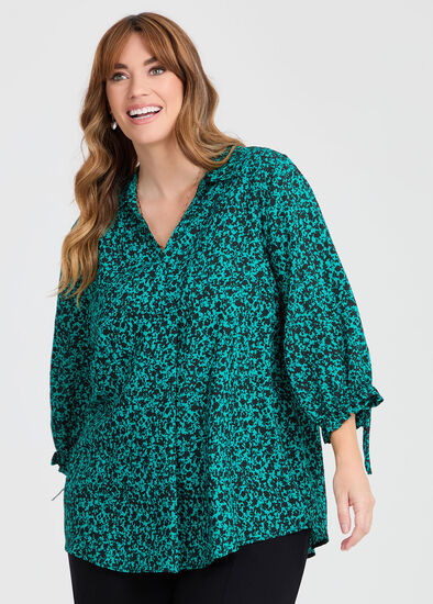 Plus Size Natural Abstract Everglade Top