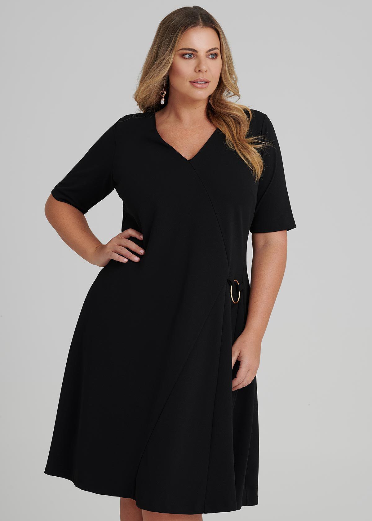 Shop Plus Size Synergy Wrap Dress in Black Taking Shape AU