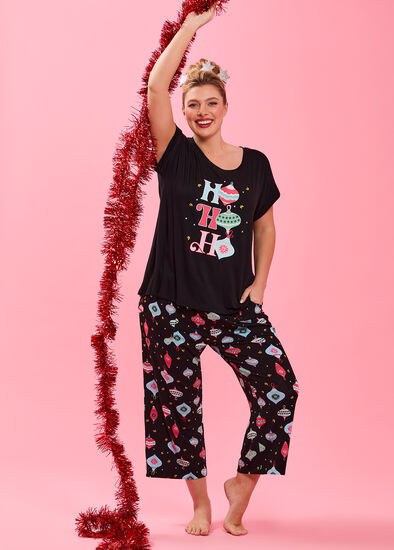 Plus Size Bamboo Bauble Pyjama 3/4 Pant