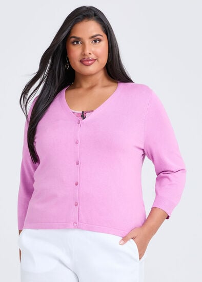 Plus Size Ivy V-neck Natural Knit Cardigan