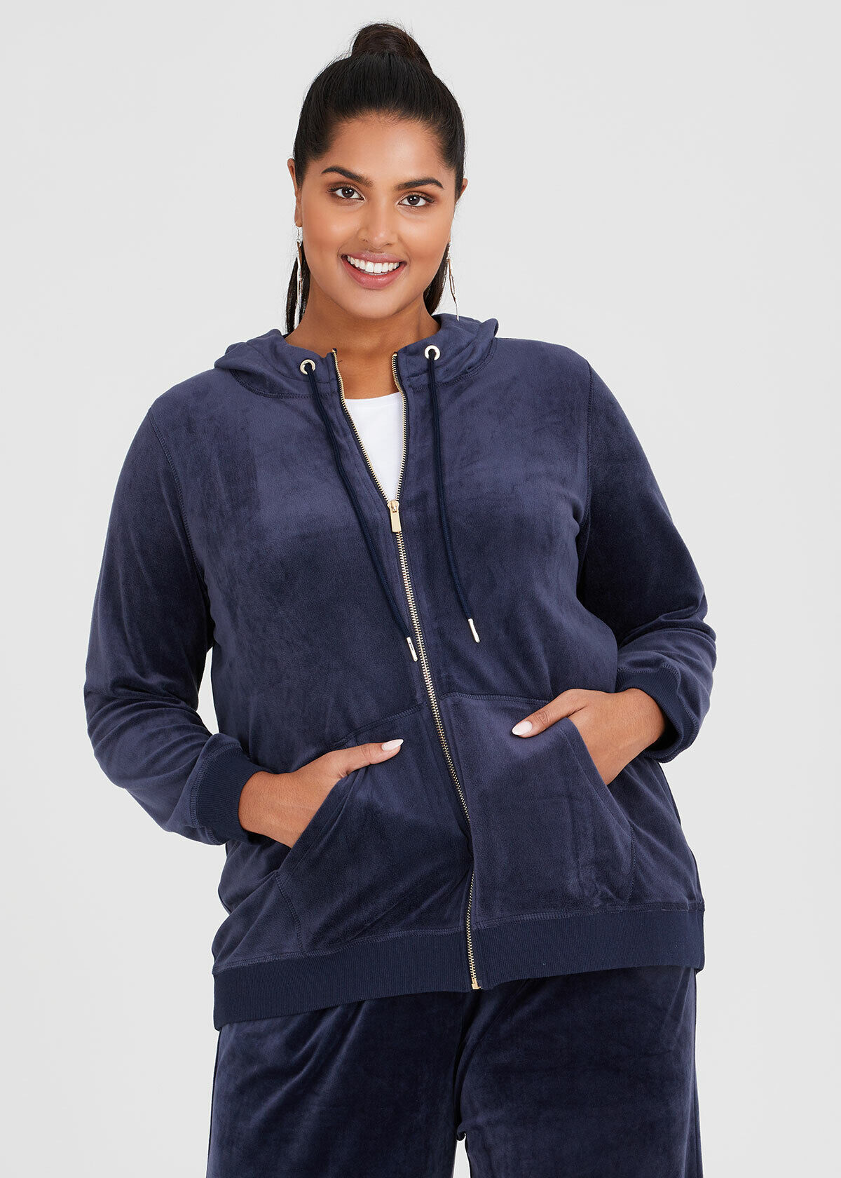 Plus size sales velour hoodie