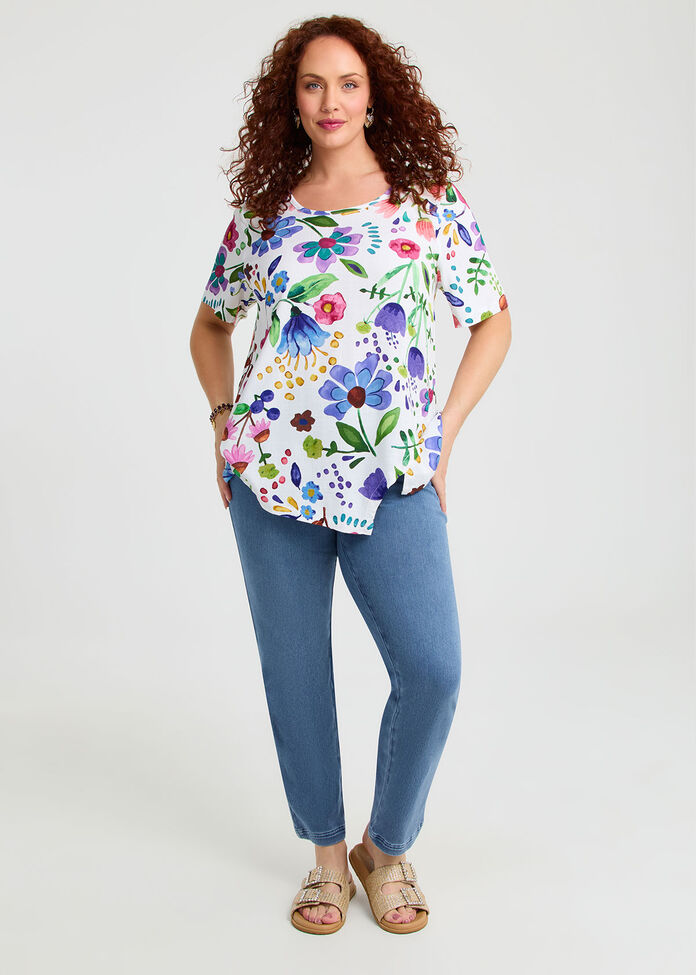 Natural Flora Angled Hem Top, , hi-res