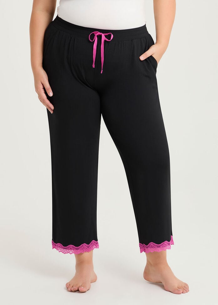 Modal Lace Trim Pyjama Pant, , hi-res