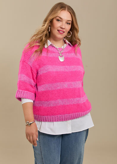 Plus Size Neon Stripe Oversized Knit Jumper