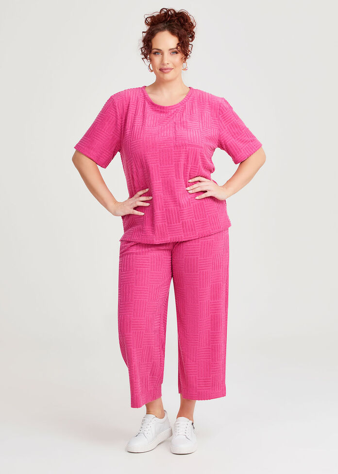 Casual Terry Patch Pocket Top, , hi-res