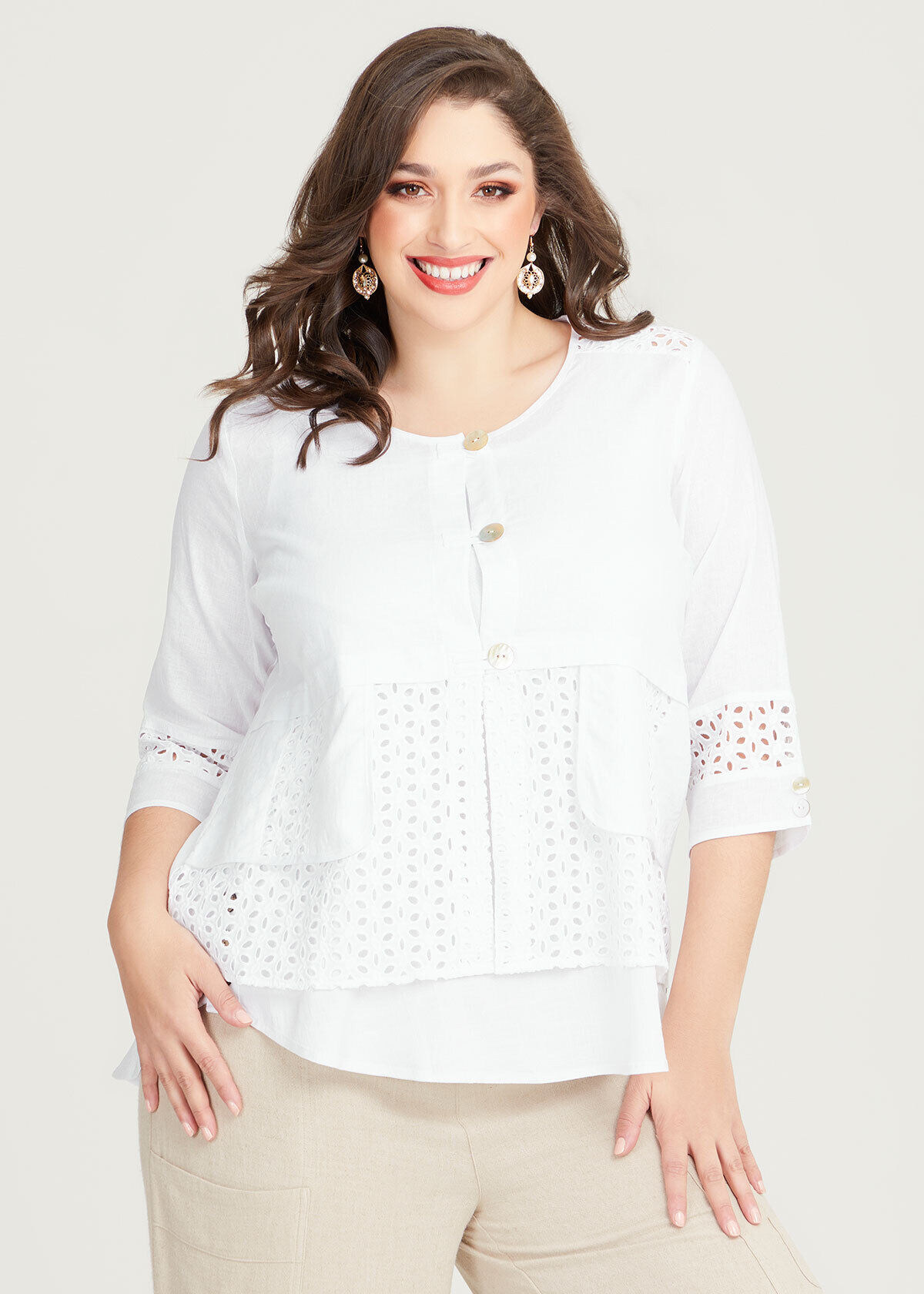 White linen jacket plus size sale