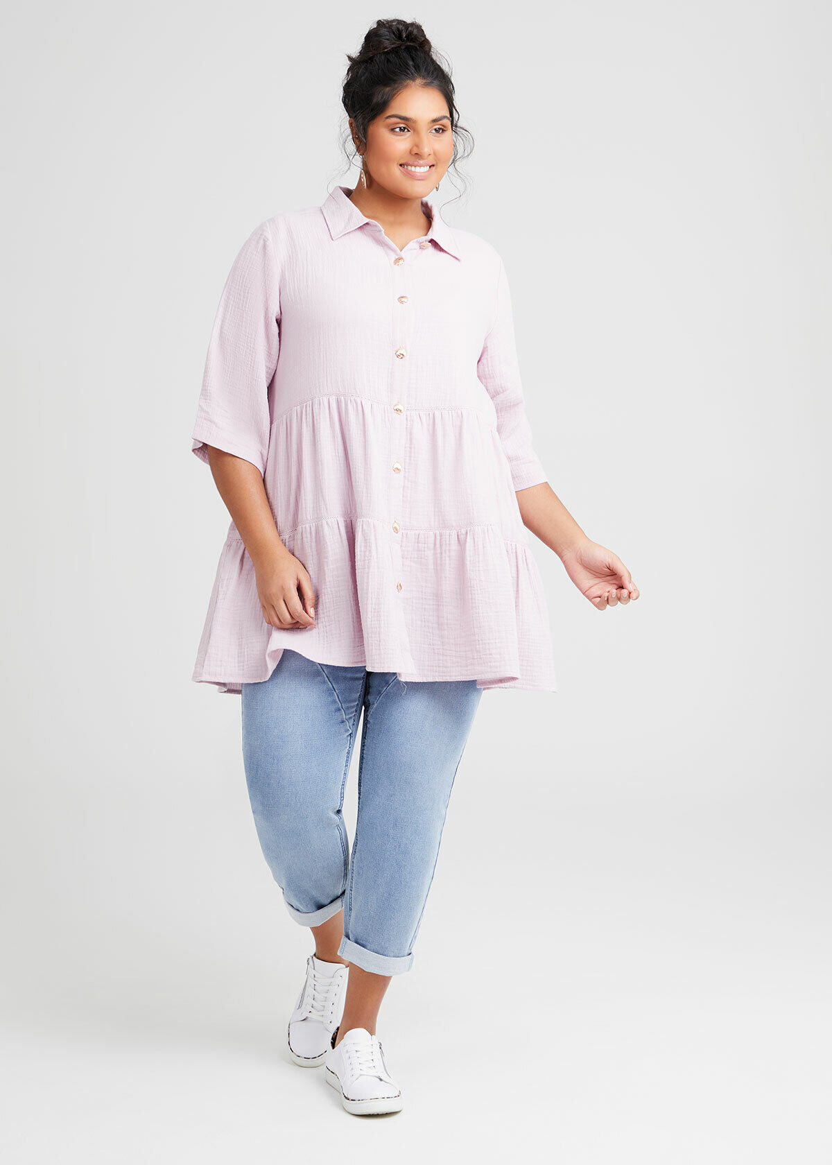 gauze tops plus size