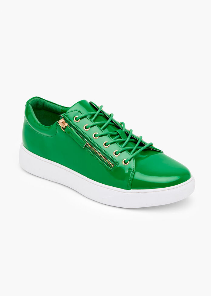 Patent Side Zip Sneakers, , hi-res
