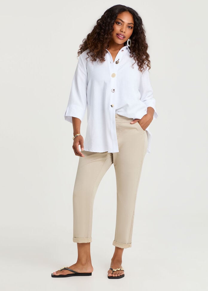 Button & Zip Detail Natural Shirt, , hi-res