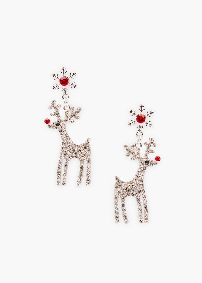 Christmas Reindeer Earrings, , hi-res