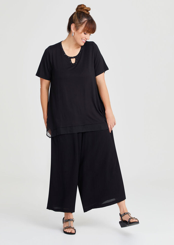 Bamboo Embellished Chiffon Top, , hi-res