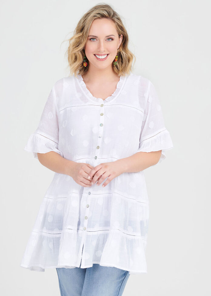 Shop Plus Size Dobby Romance Tunic in White | Sizes 12-30 | Taking Shape AU