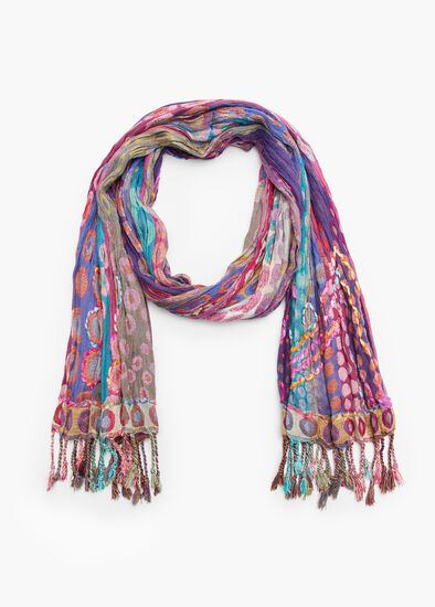 Shirred Spotty Jacquard Scarf