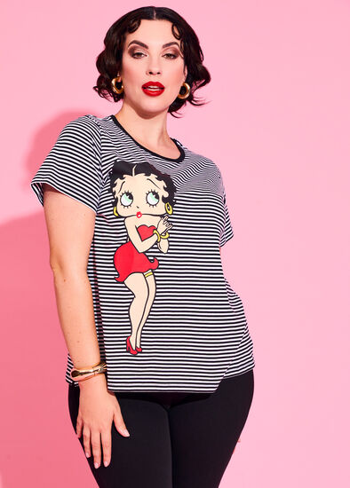 Plus Size Betty Boop Stripe T-shirt