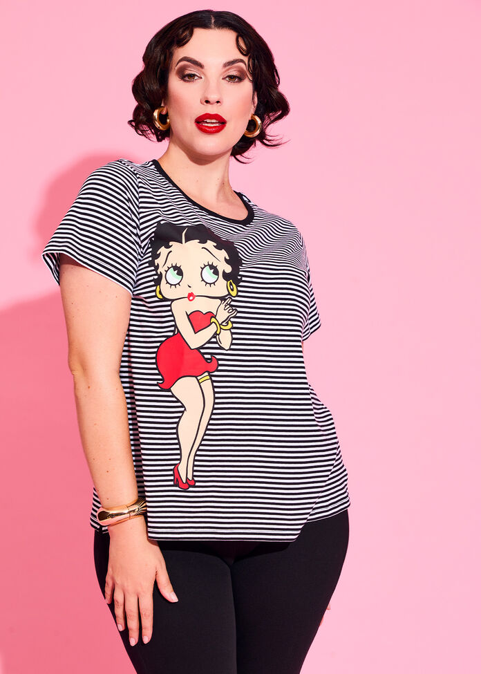 Shop Plus Size Betty Boop Stripe T-shirt, Stripes Taking Shape AU