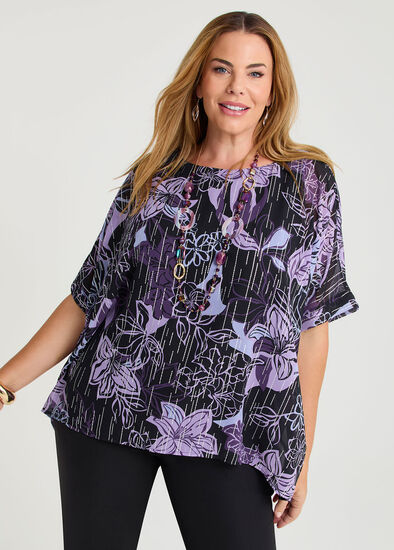 Plus Size Artemis Foil Chiffon Top