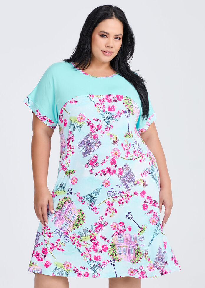 Bamboo Paris Bloom Spliced Nightie, , hi-res
