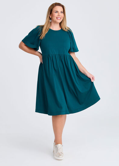 Plus Size Cotton Contrast Stitch Dress