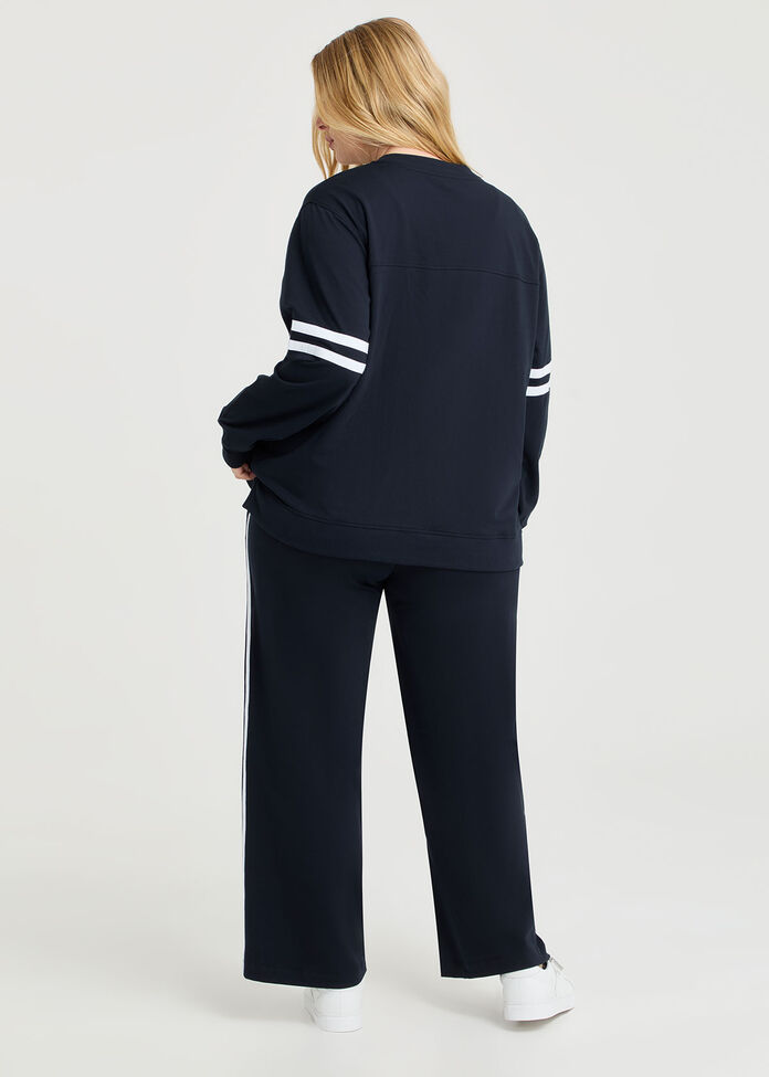 Cotton Chest Stripe Sweatshirt, , hi-res